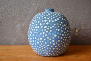 Vase boule au points de Jean Garillon Pièce unique céramique art déco