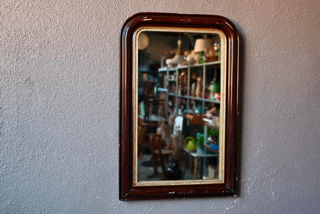 Miroir Louis Philippe stuc  rétro bohème patiné brocante french ancien