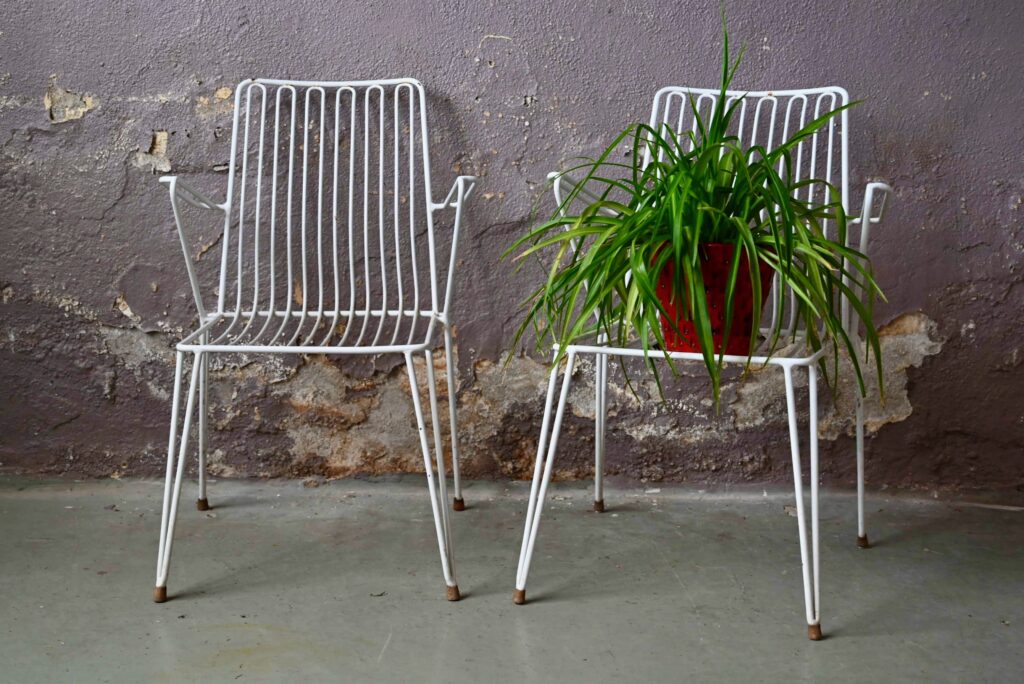 Paire de fauteuils en métal Mauser Werke GmbH extérieur design midcentury